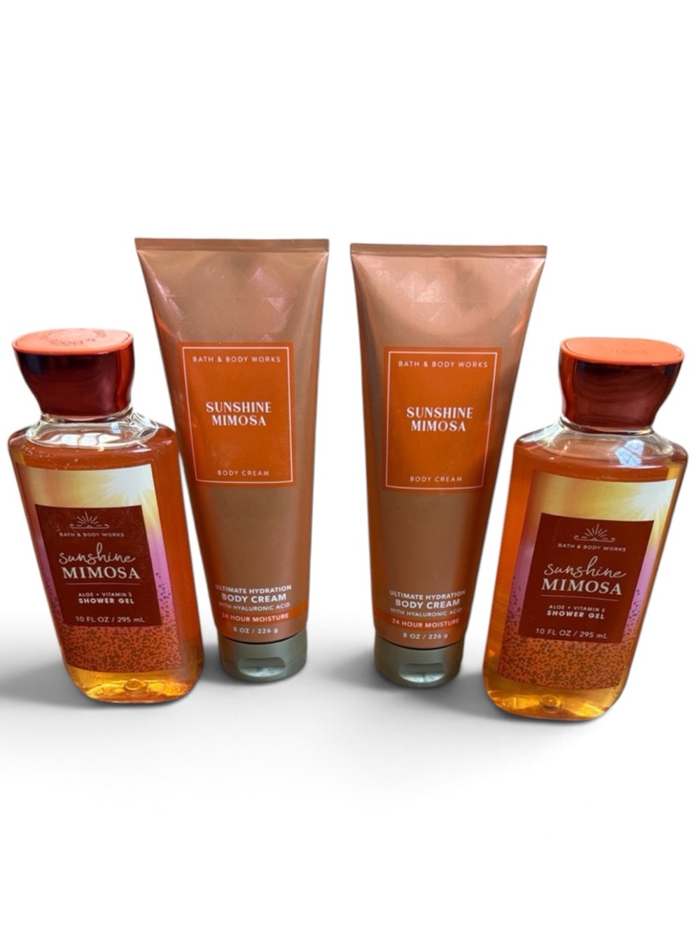 Bath & Body Works Sunshine Mimosa Body Cream & Shower Gel Set of 4 NEW